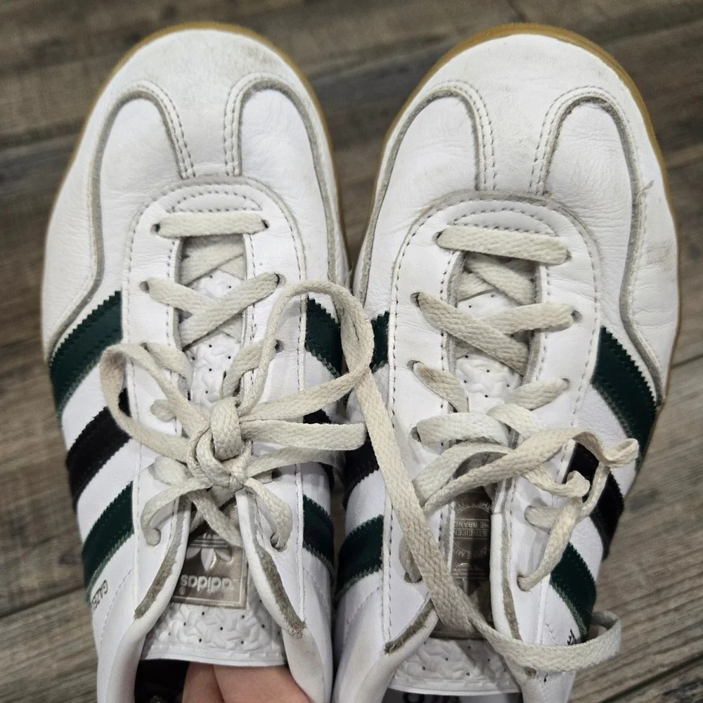 Adidas Gazelle White Green Black Gum Sole Leather Sneakers IE2957 Womens 8.5
